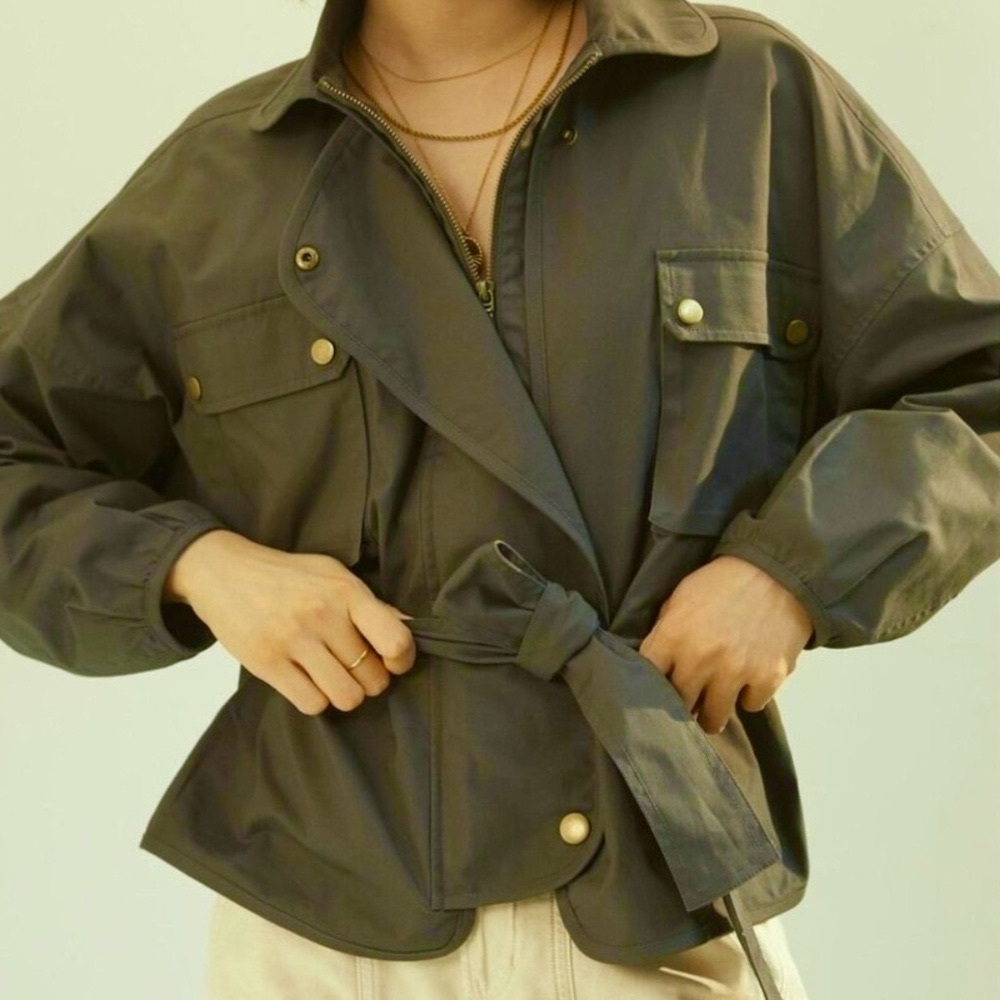 Anthropologie x Mare Mare Puff Sleeve Green Utility Jacket | Size S